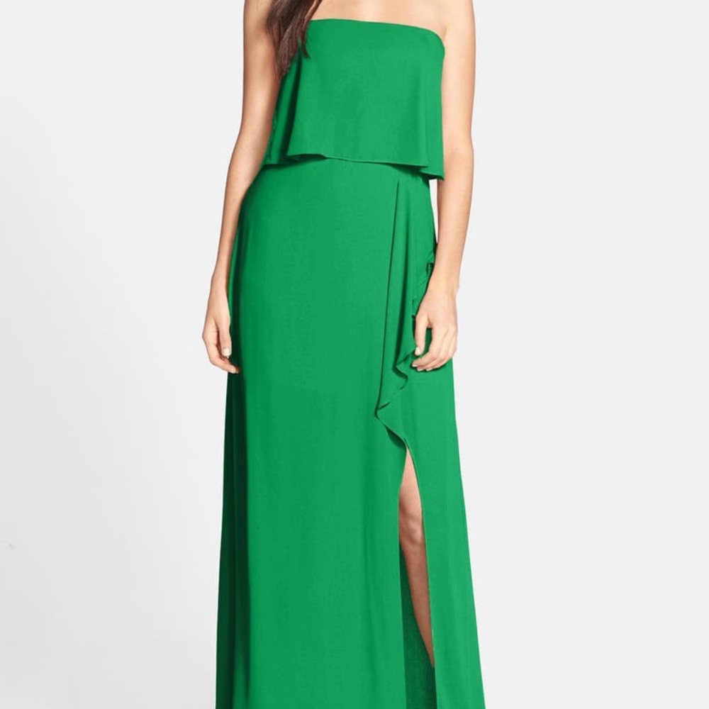 BCBGMaxAzria Green Felicity Strapless Gown Size 2